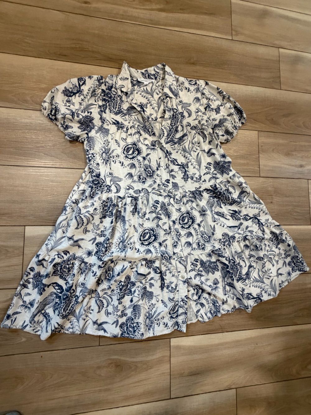 White and Navy Floral Dress